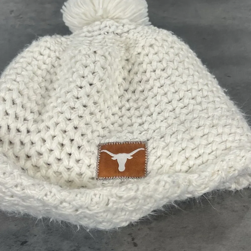 Vintage Nike Texas Longhorns Beanie‎ Hat Winter Cap Knit Chunky Ski Snow White